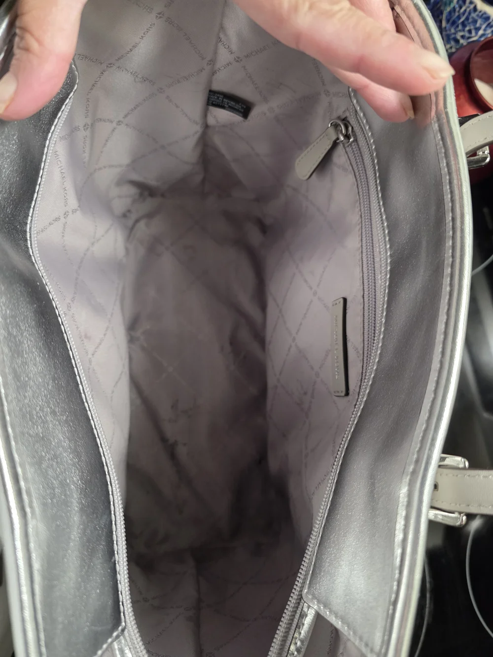 Michael Kors White and Silver MK Logo Tote